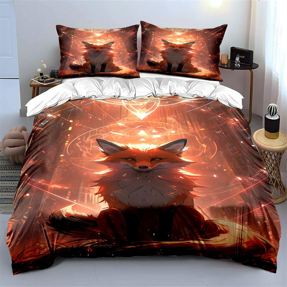 Fox with glowing patterns. Bedding sets Duvet cover sets Duvet covers Pillowcases(1*Duvet Cover 2*Pillowcases without duvet insert)