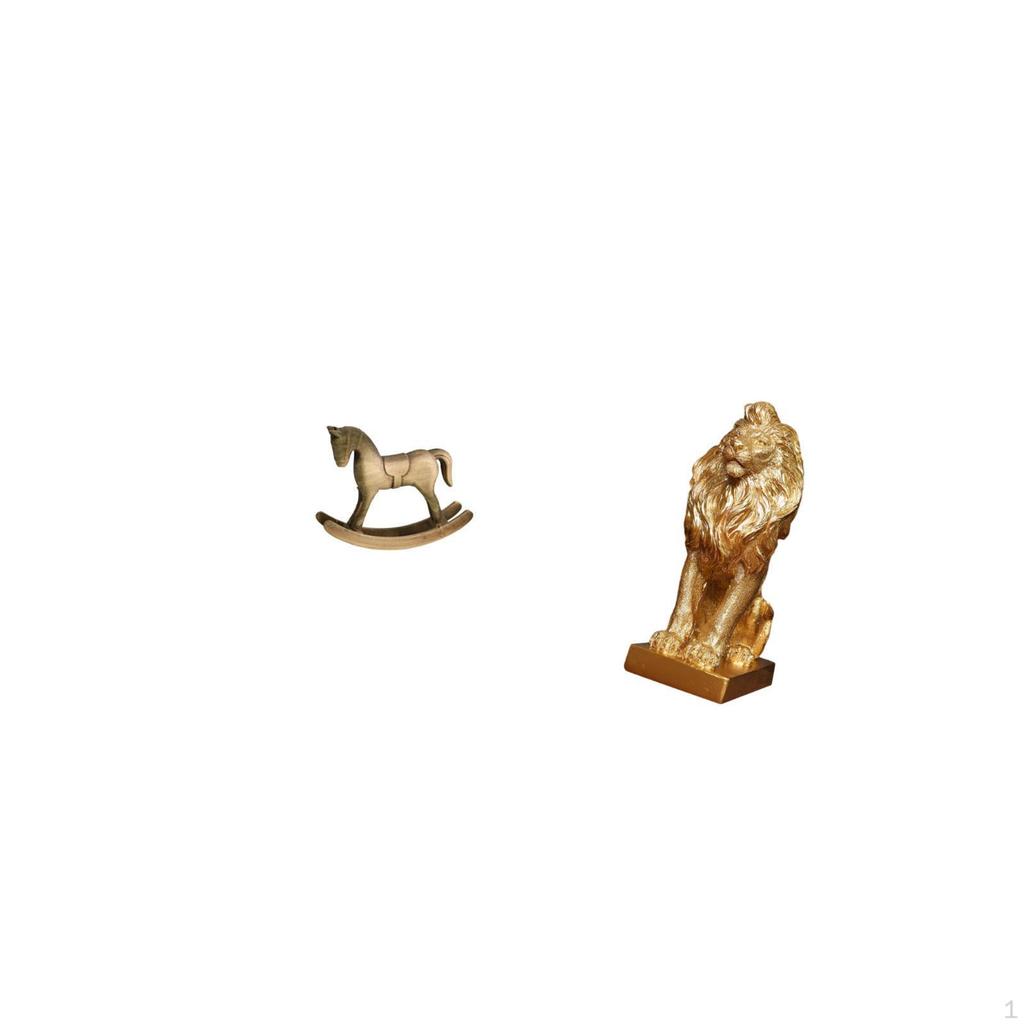 Rustic Lion Horse Figurine Sculpture Ornament for Home Decor Tabletop Cabinet TV Stand NightStand