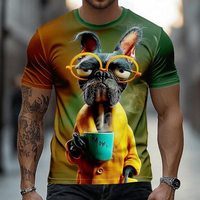 A Men's Personalized Pattern Printed Short-sleeved T-shirt for Comfortable and Breathable Summer Wear