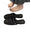 Fashion 2025 Summer Thick Heel Fashion Hollow Women's Toe Half Slippers Comfortable Outdoor Beach Casual Woven Fesign Wedge Heel Sandals