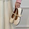 Soft Leather Retro Round Head Metal Buckle Women's Spring and Autumn New Ugly and Cute Small Leather Shoes Women