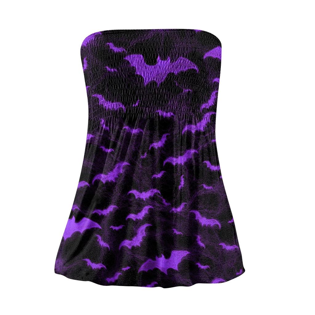 Tube-Tops für Damen, süßes, sexy, schulterfreies, ärmelloses T-Shirt mit Aufdruck
