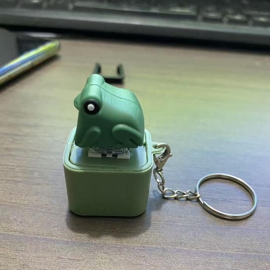 Frog Croaking Fidget Toy with Light & Sound Rechargeable Keyboard Fidget Toy Portable Anxiety Relief Fidget Keychain Sensory Decompression Gadget