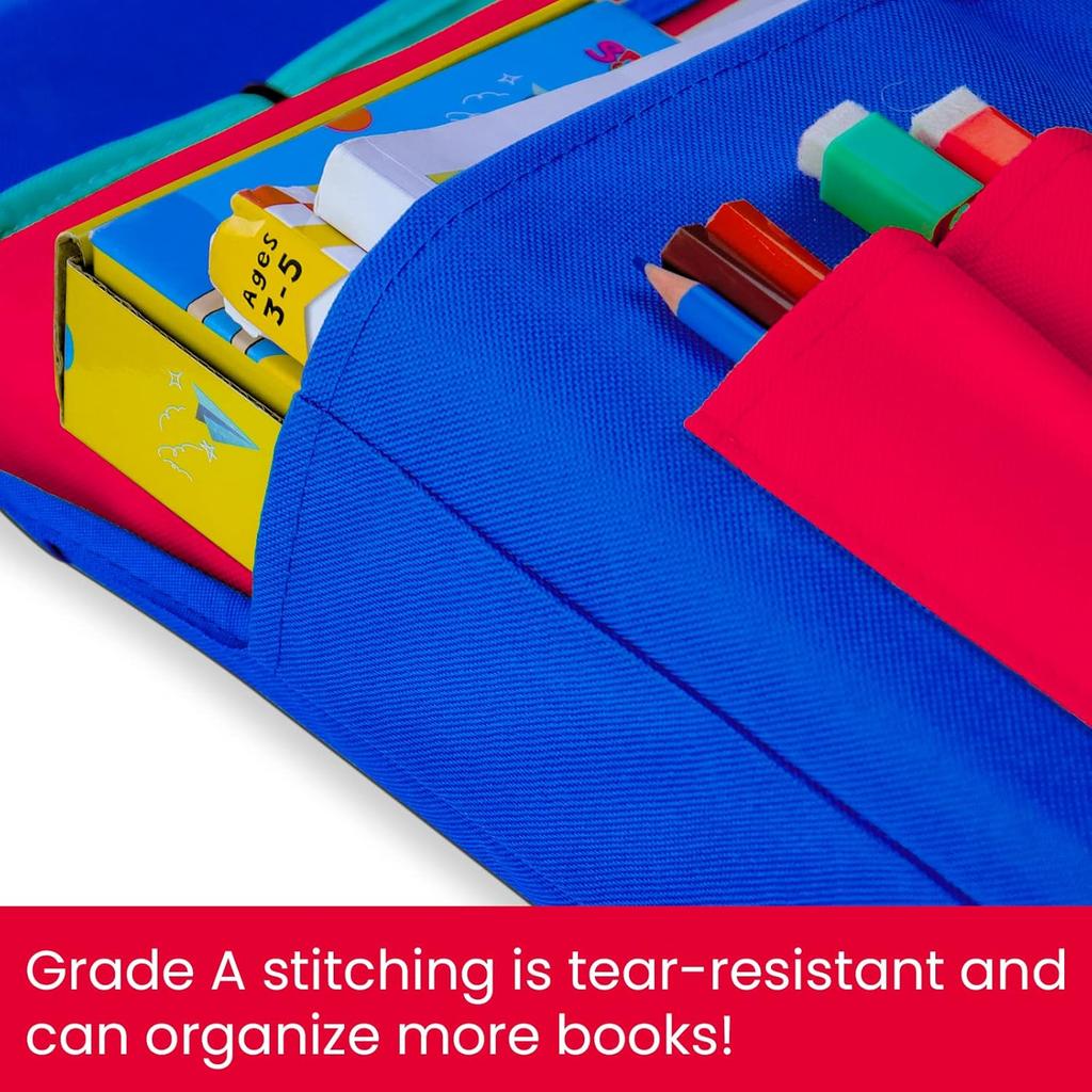 Godery Chairback Buddy Pocket Chart,Storage Canvas Seatback Stuff Storage Pocket - Home, Classroom, Group Team Organizers for Child (Red)