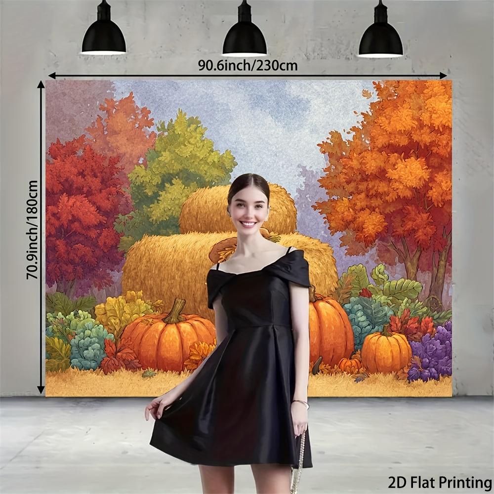 2D Plane 1 Piece of Autumn Harvest Rural Background Fabric Background Fabric for Autumn and Winter Parties