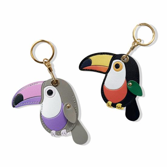 Keychain Pendant Imitation Leather Colorful Toucan Shape Key Chain with Universal