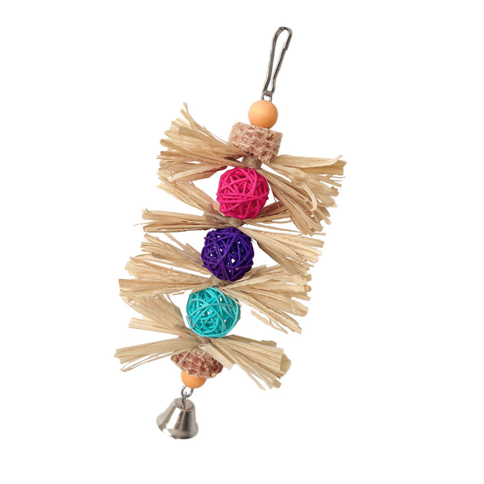 

Маленькая жевательная игрушка для птиц, попугаев, жевательная игрушка, красочная ротанговая игрушка для жевания, принадлежности для стачивания зубов