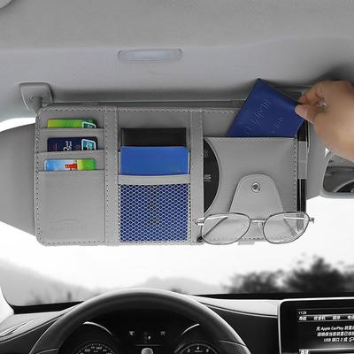 Car Glasses Storage PU Leather Multi-Function Sun Visor Point Organizer Storage Pocket  Auto Sunglasses Holder Cards Organizer