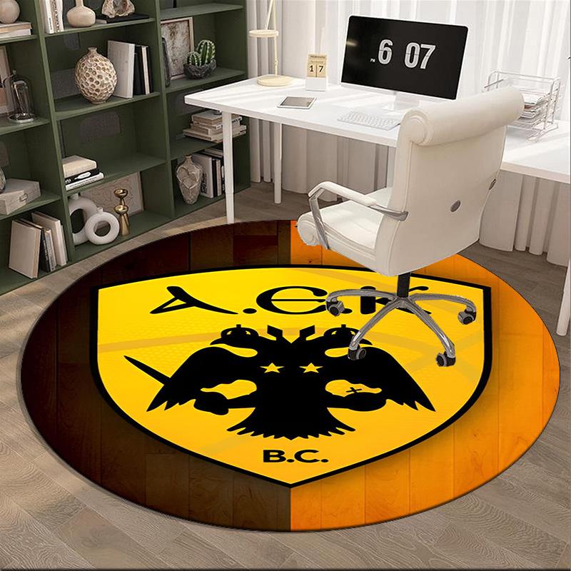 Aek Football Crest Round Rug for Livingroom,Bedroom, Palyroom, Chair Rug, Area Rug, Circle Carpet, Fan Christmas Gift