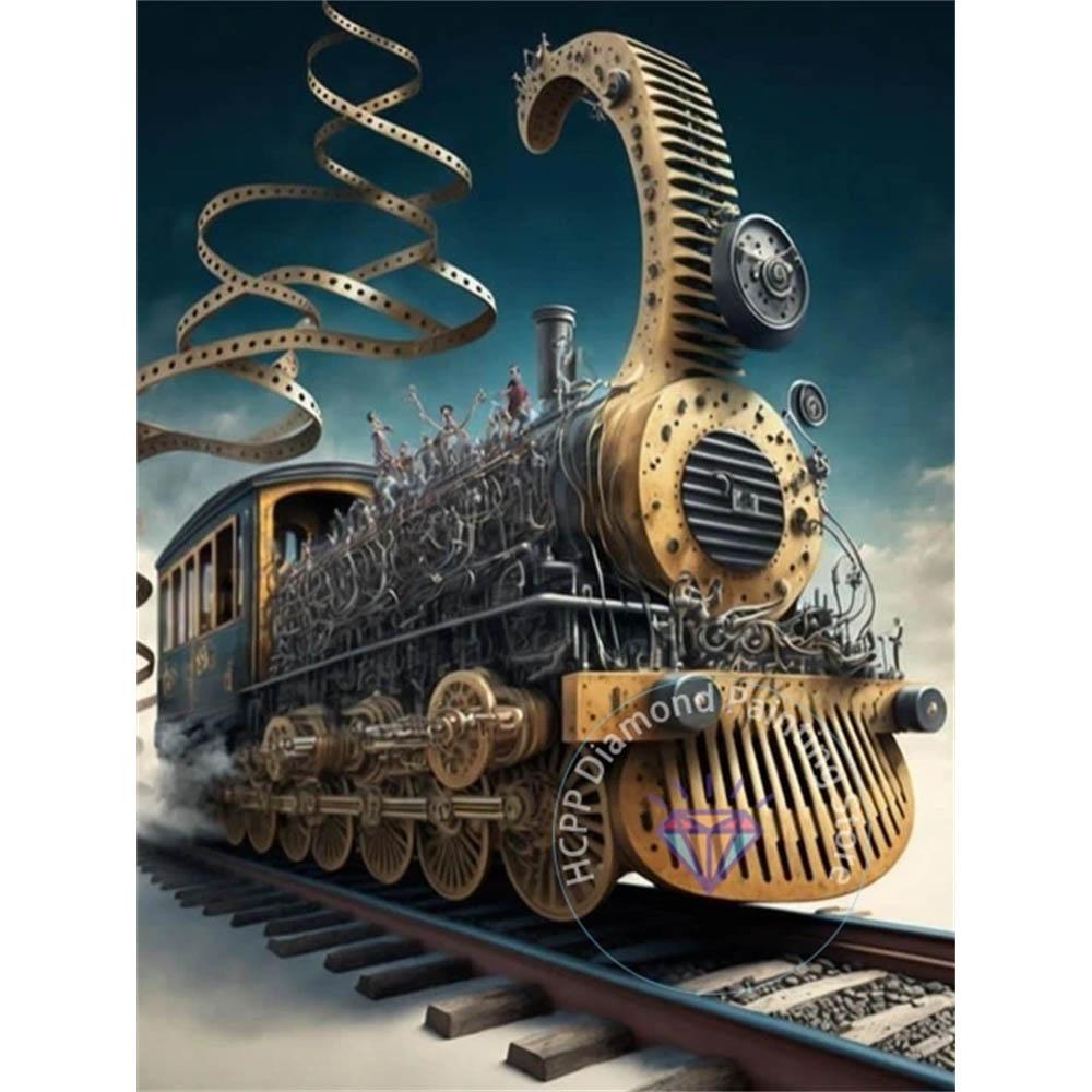 Steampunk Train Diamond Drawing Kit 5D DIY Diamond Embroidery Industrial Punk Handmade Art Exquisite Adult Gift Home Decoration