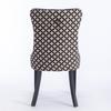 Dining Chairs Set of 2, Hand-Tufted Velvet, Back with Gold Thread Geometric Pattern, Nail Head Trim & Metal Pull Ring, Solid Wood Legs,DE2201BK