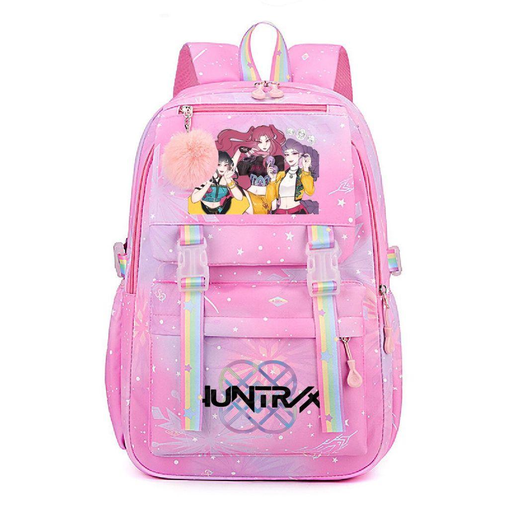 Girls Kpop Hunters Rumi Zoey Mira Printed Backpack Student School Travel Large Capacity Bag