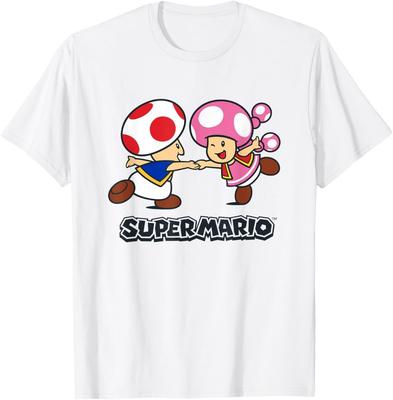 Super Mario Bros Happy Toads Klassisches Nintendo Duo T-Shirt