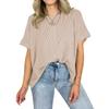 Loose Round Neck Batwing Sleeve Striped Pullover Short Sleeve Casual T Shirt