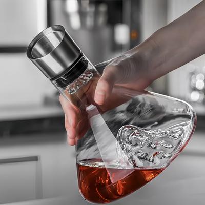 1500ML Buzdağı Viski Şarap Sürahisi El Yapımı Kurşunsuz Kristal Şarap Dökücü Sürahi Kalınlaştırılmış Şarap Dağıtıcı Sürahi Bar Aksesuarları