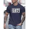 " LIMITED 1971 EDITION" Letters Print Casual Crew Neck Short Sleeve Tops For Men, Quick-drying Comfy Casual Summer T-Shirt