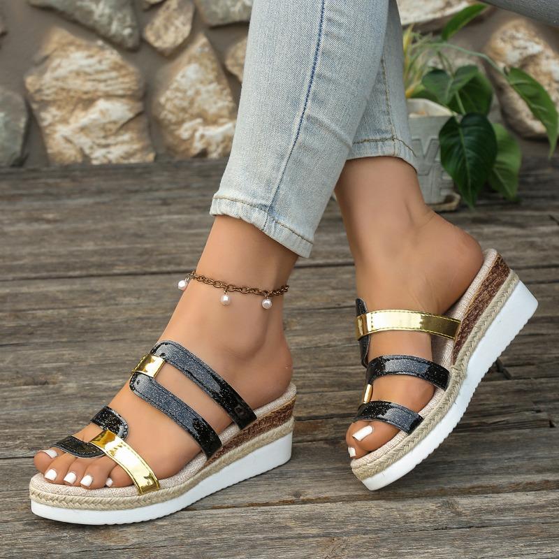 New Large-size Women's Cool Slippers Summer Versatile Wedge Heels Women's Platform Loose Shoes