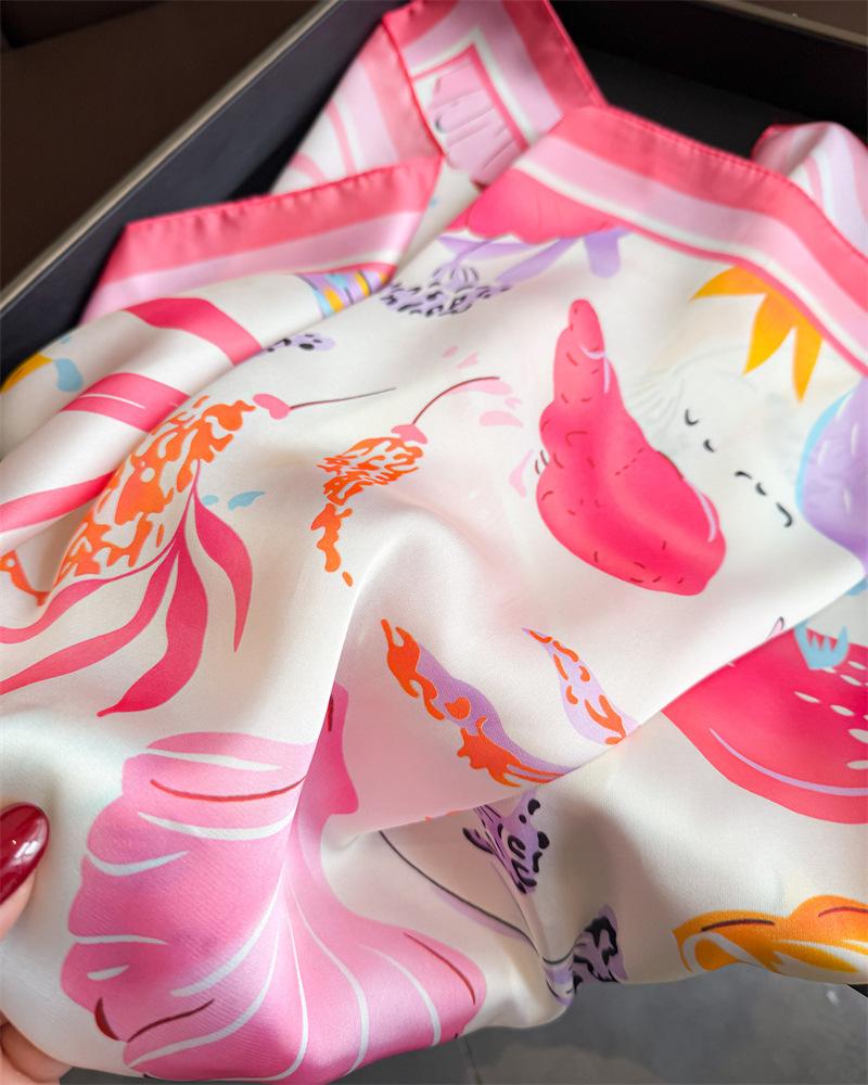Women S Printed Square Scarf Fashion Shawl Sun Protection Neck Scarf