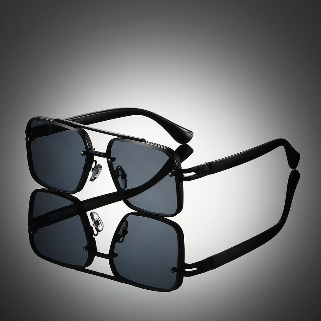 Vintage Square Sunglasses Men Fashion Double Bridge Casual Sun Glasses New Trendy Luxury Brand Designer Outddor Shades