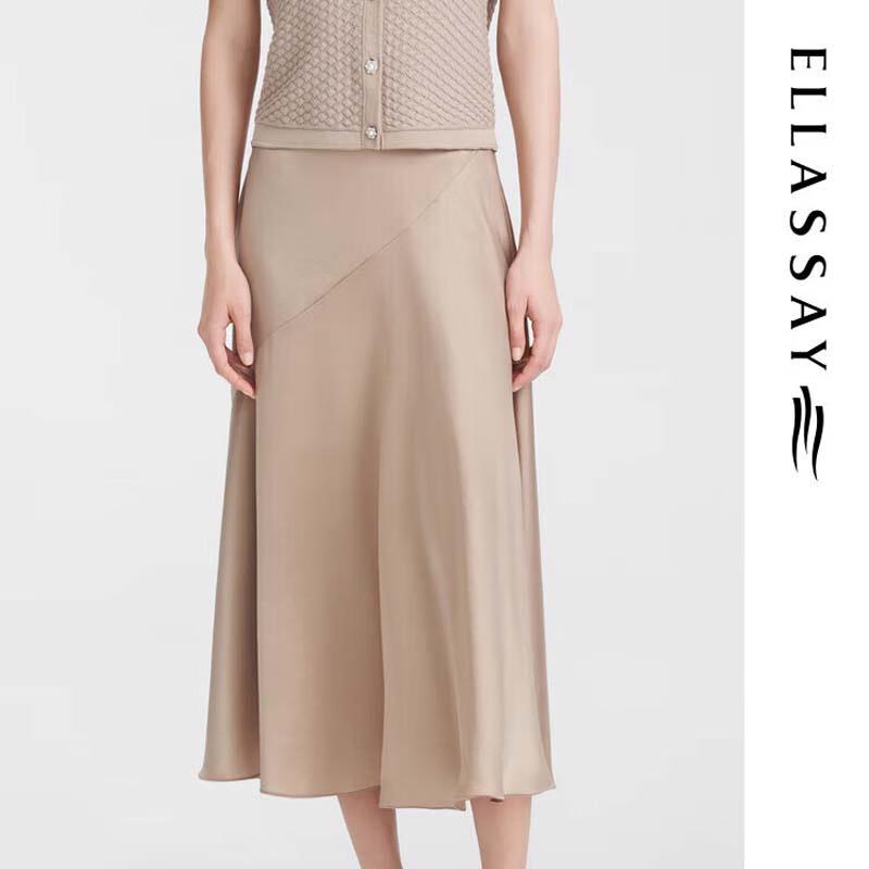 ELLASSAY Triacetate Drapey Irregular Hem Skirt L