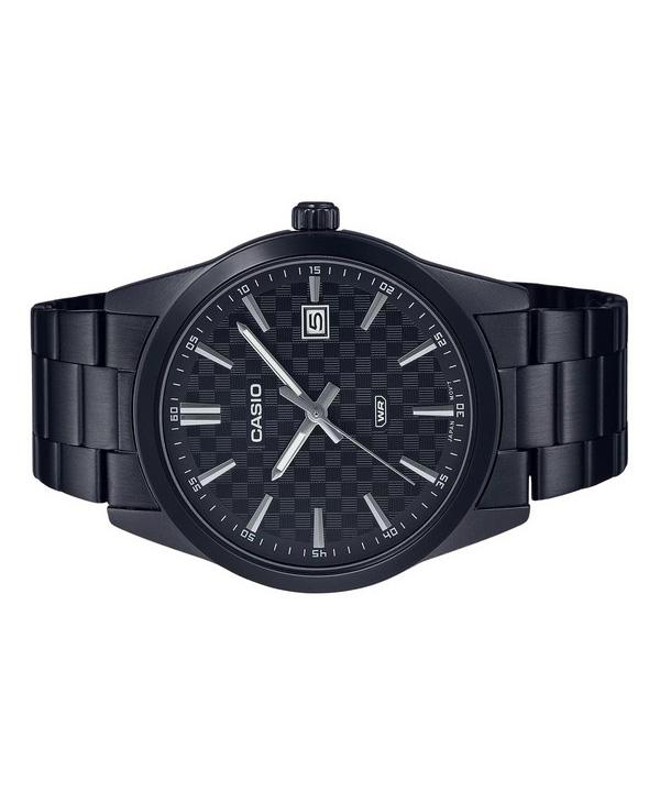 Casio Standardní analogové černé iontově pokovené nerezové černé ciferník Quartz MTP-VD03B-1A pánské hodinky