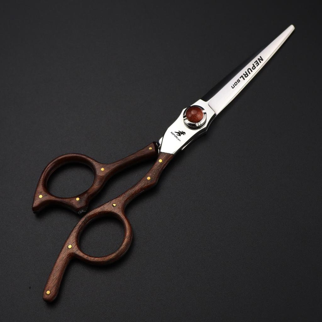 6.0 Inch Snow Sandalwood Handle Nepson Hair Scissors Haircut Flat Scissors Bangs Scissors Thin Scissors Vg10