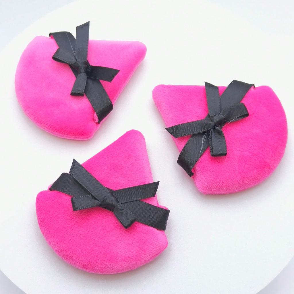 2Pcs/Set Bow Decoration Soft Face Powder Puff Triangle Makeup Puff Cosmetic Foundation Sponge Makeup Tool For Loose Powder Setting Puff