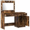 Makeup Table with Mirror Lighting (2 pcs) Brown Particleboard