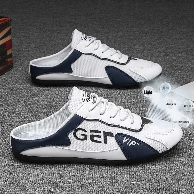 

2024 Весна Мужские Модные Повседневные Мокасины из Холста в Корейском Стиле - Универсальные Полушлепанцы US 10