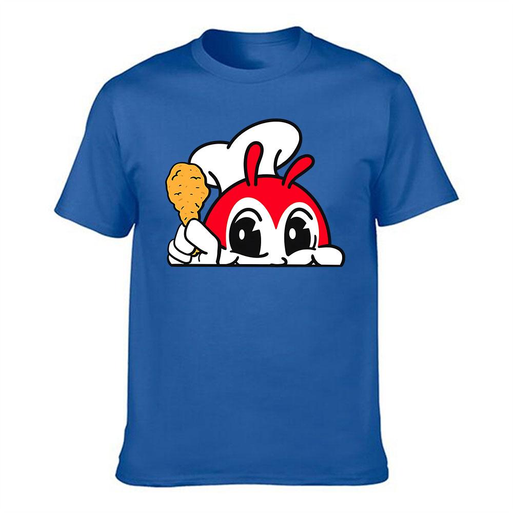 Unisexs Cotton Tshirt With Jollibee Fried Chicken Print Casual Cartoon Graphic Tee For Fast Food Lovers