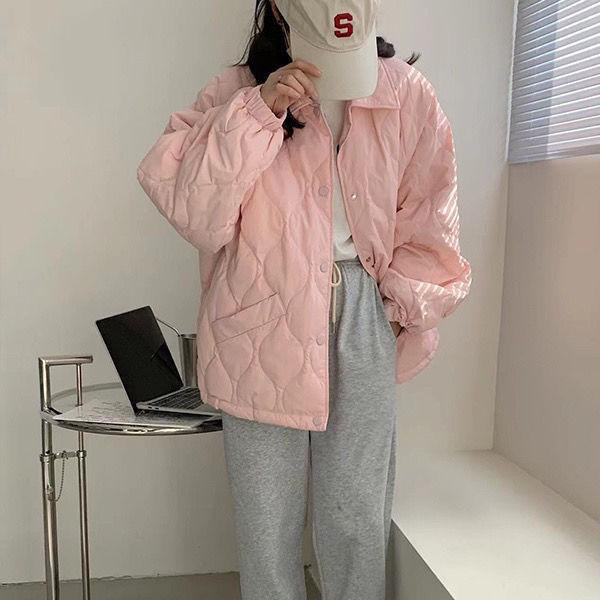 Women's 2022 Winter Korean Argyle Turn-Down Collar Down Jacket - Bright Color Duck Down Coat