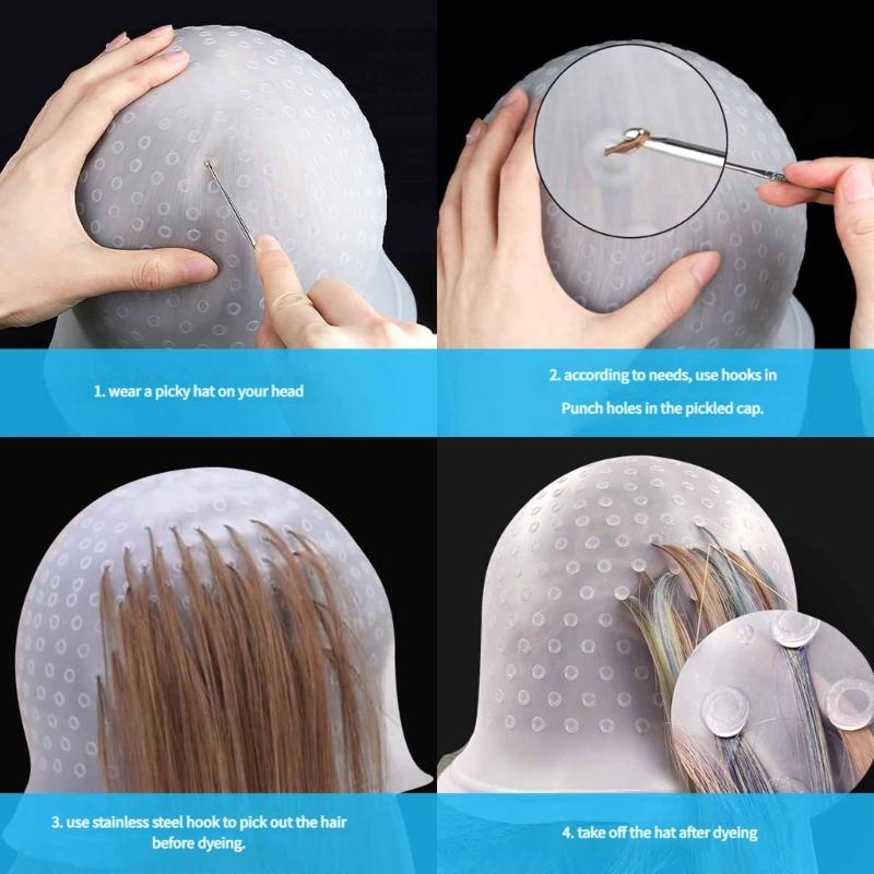 White Elastomer Hair Streaking Hat Expert Recyclable Highlighting Tool For Homestudio