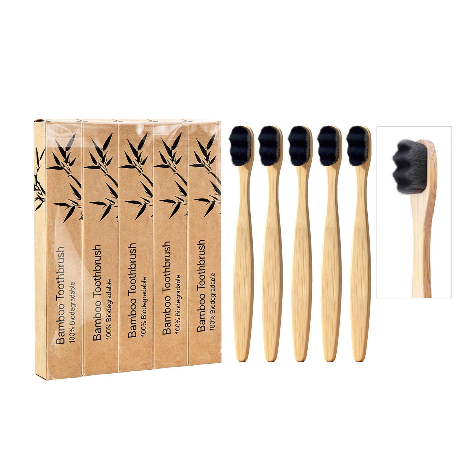 Bamboo Toothbrush with Soft Bristles - Black Handle, Comfortable Grip