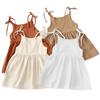 Trendiges Europäisches & Amerikanisches Sommer-Mädchen-Träger-Strandkleid zum Binden mit Taschen