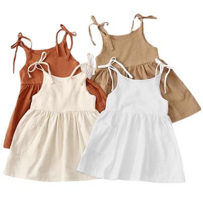 Trendiges Europäisches & Amerikanisches Sommer-Mädchen-Träger-Strandkleid zum Binden mit Taschen