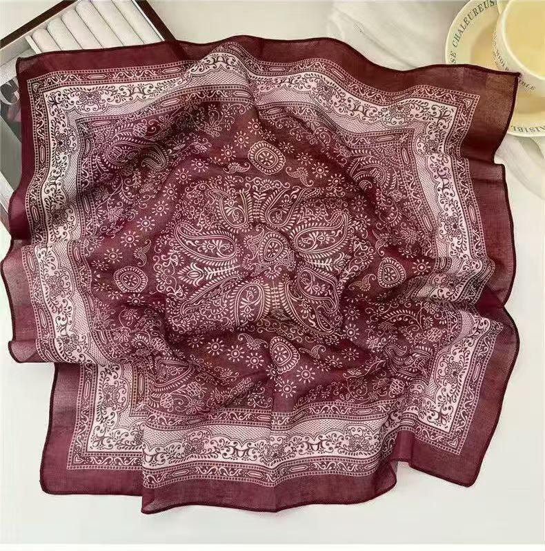 Women's Ethnic Style Leopard Print Scarf - Cotton Linen Silk Blend, Cashew Print, Autumn Accessory