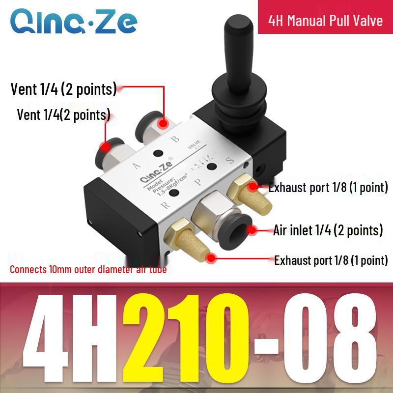 Cylinder Pneumatic Control Switch 4H210-08: Two-Position, Five-Way Reversing Valve with Manual Hand Pull, 4H310-10