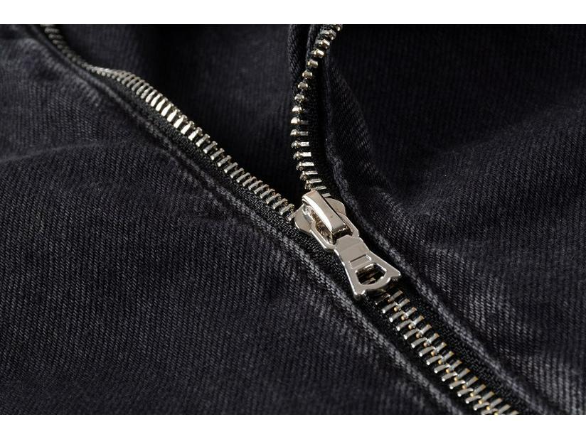 Herren Punk Stil Asymmetrischer Reißverschluss Slim Fit Amerikanische Motorrad Denim Jacke