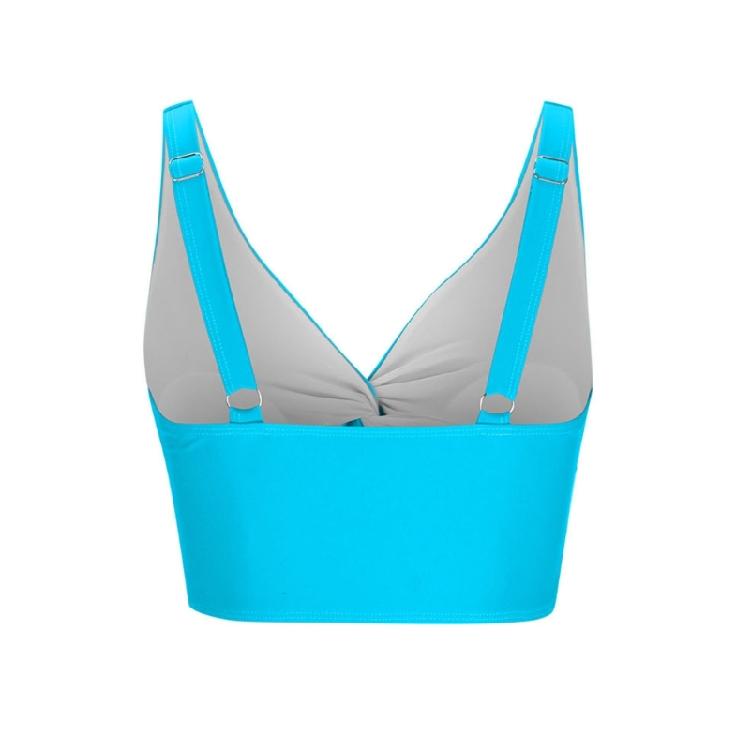 Stilvolles Badeshirt Saisonale Wassersportbekleidung Einfarbiges kurzes Oberteil Verdrehte Vorderseite Atmungsaktives Gewebe für Damen
