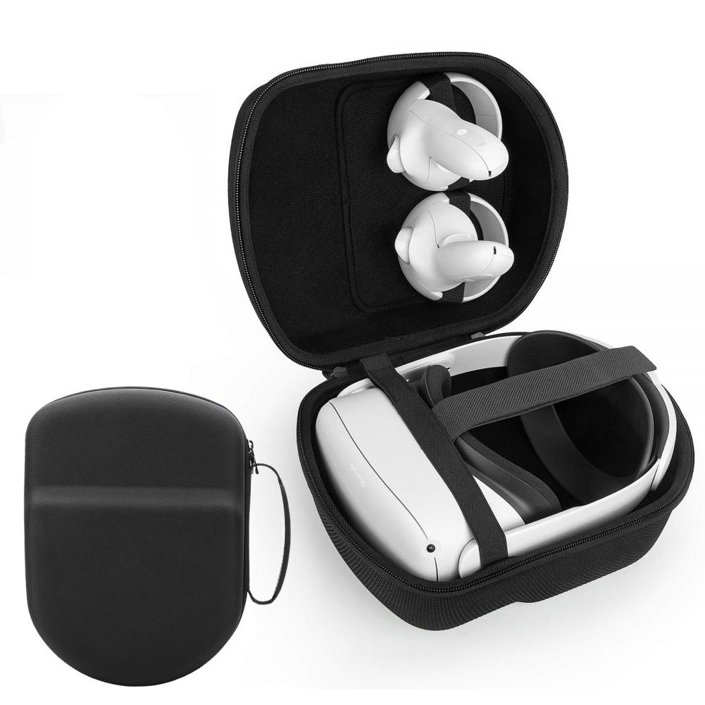 

Чехол для Oculus/Meta Quest 2/Pico 4, чехол для гарнитуры VR, совместимый с контроллерами и другими аксессуарами, жесткий дорожный футляр для хранения «все в одном» чёрный