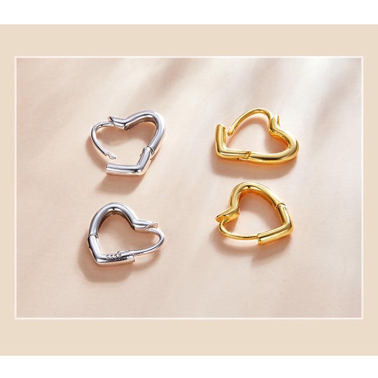 WOSTU 925 Sterling Silver Hollow Heart Love Stud Earrings Shiny Simple Earrings For Women Fashion Silver Jewelry
