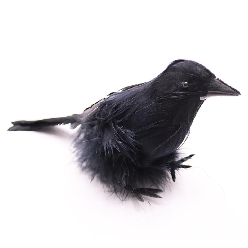 1-5PCS Halloween Simulation Black Feather Crow Model Realistic Raven Ornament Spooky Haunted House Party Decoration Props
