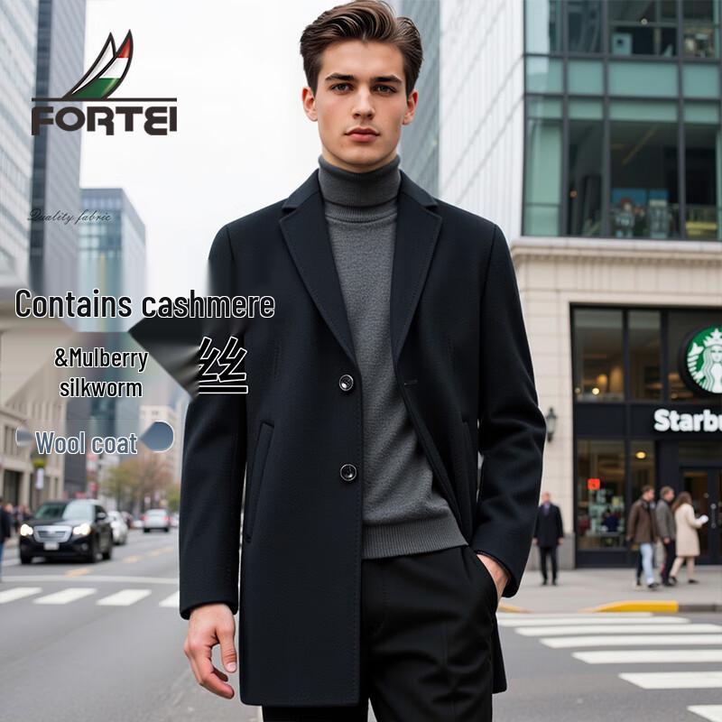 

Futing Men s Cashmere & Silk Blend Mid-Length Coat L 50(175/92A)