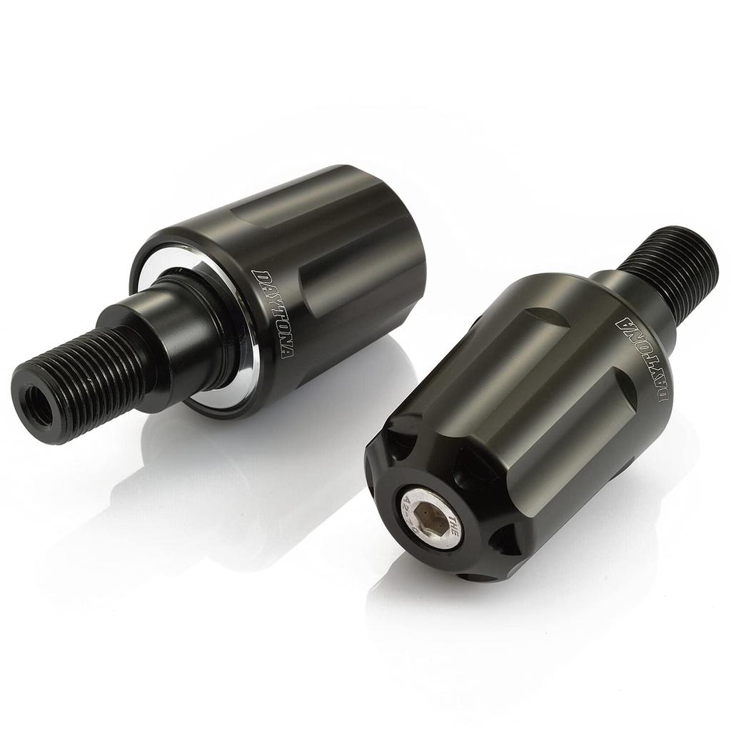 Daytona Aluminum Billet Motorcycle Bar Ends, Yamaha M16 Type (MT-09, XSR900, Etc.), Heavy Weight Revolver Bar Ends, Black, 17264