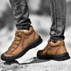 2024 Jesień/Zima Męskie Buty Turystyczne Średniej Wysokości ze Skóry Naturalnej, Zakryty Nosek, Odporne na Kopnięcia, Duży Rozmiar 46