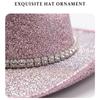 Mode Glanzende Sprankelende Westerse Cowboyhoed Zilveren Blingbling Cowgirl Hoed Sprankelende Brede Rand Zon Hoed Disco Feest