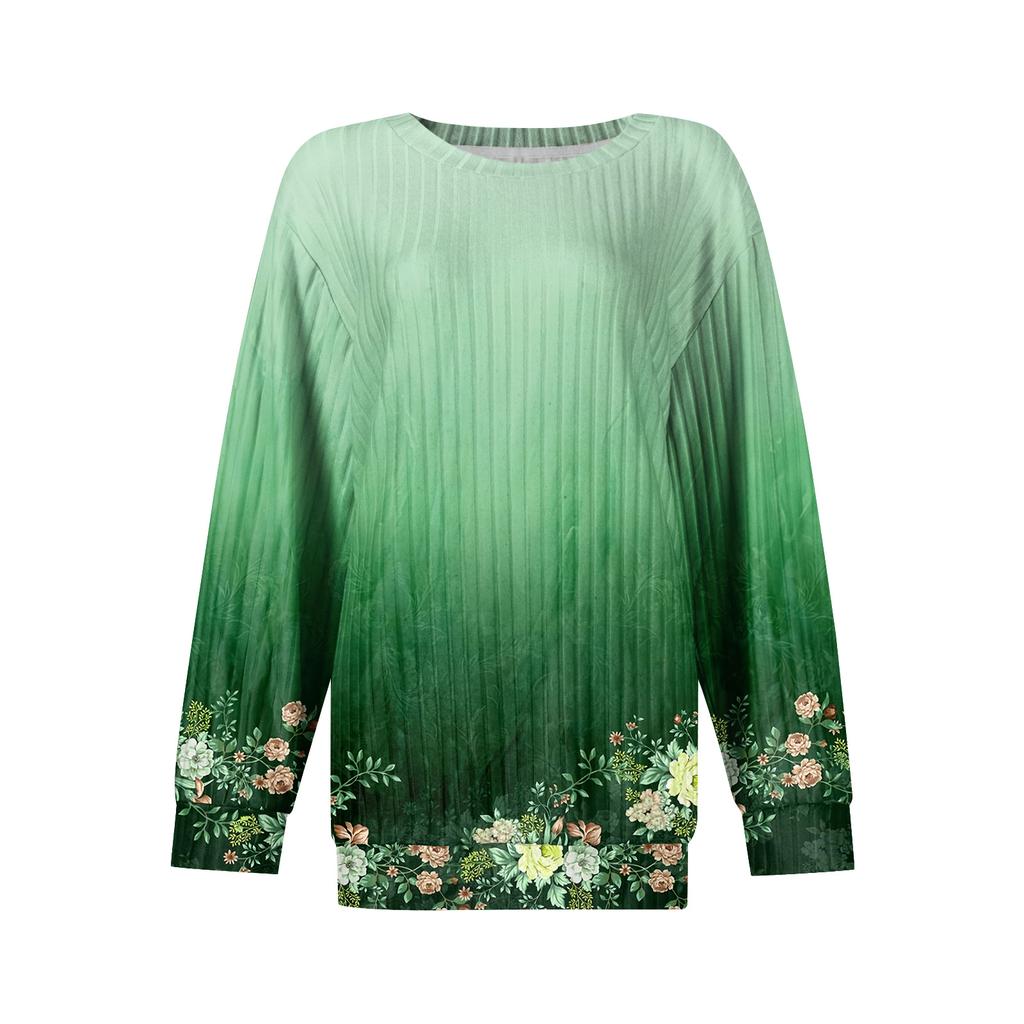 Women's Printed Lightweight Brushed-Cotton Round Neck Top