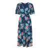 Damen Midi-Kleid mit floralem Muster und V-Ausschnitt