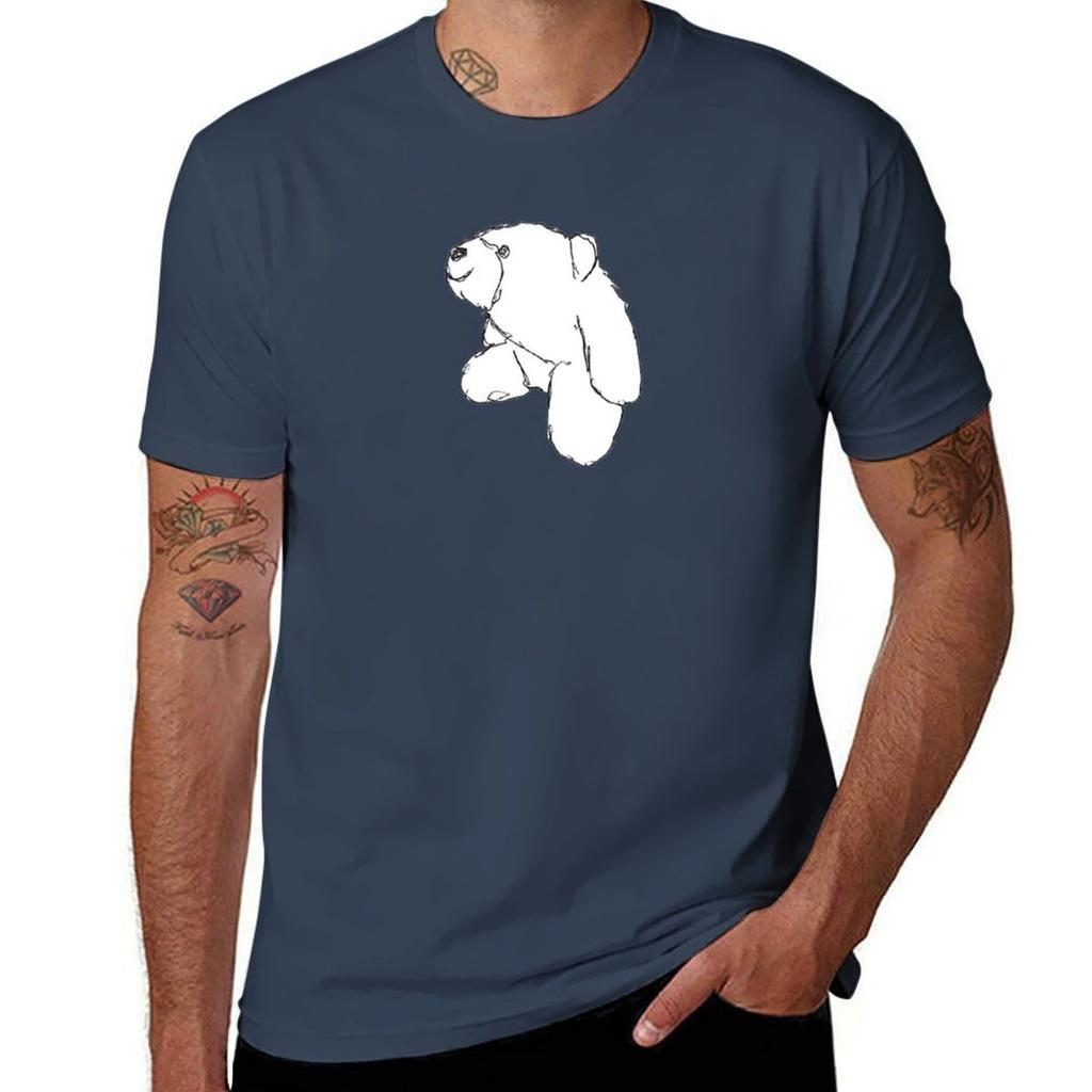Sitting Smiley Bear Sketch TShirt Fashion Casual Short Sleeve TShirt