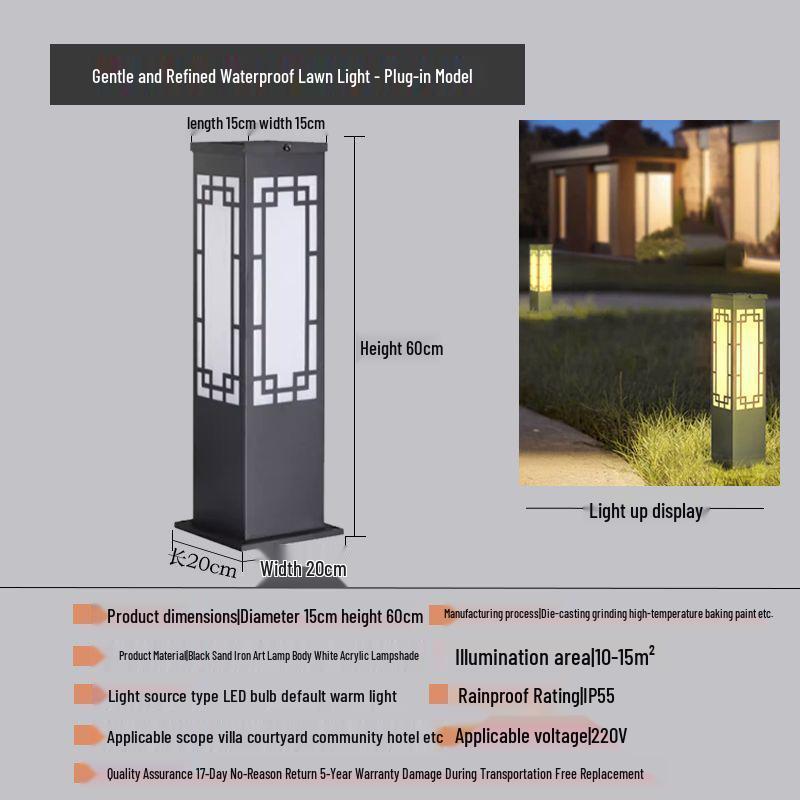 Solar-Powered Waterproof Lawn Light for Outdoor Garden or Villa